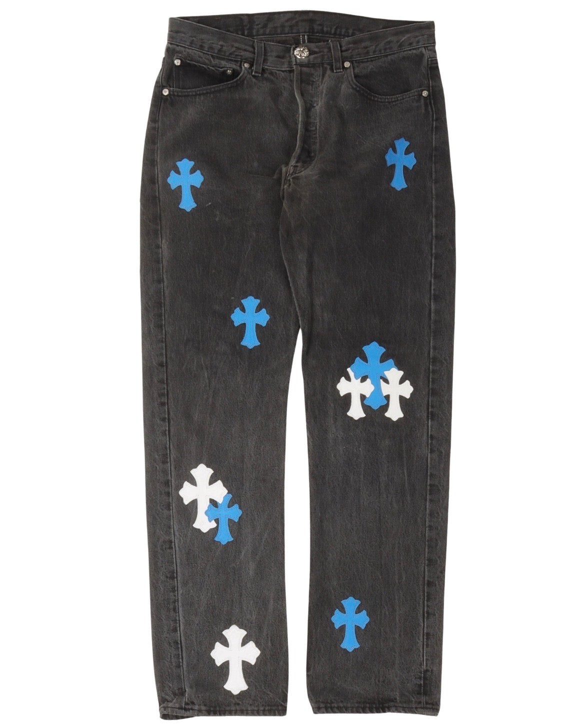 Chrome Hearts Cross patched Jeans (Blue/White)