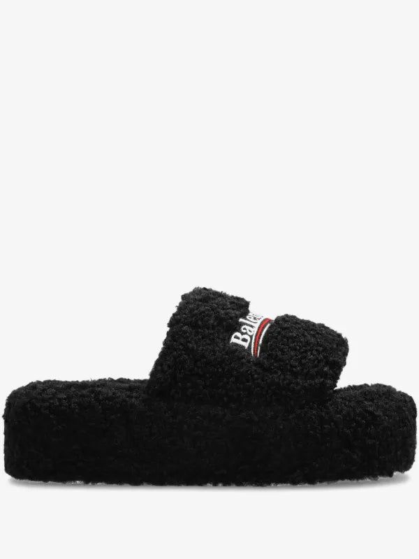 Black Balenciaga high platform slides