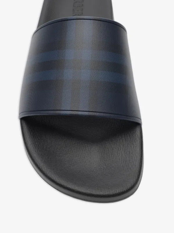 Black Burberry check slides