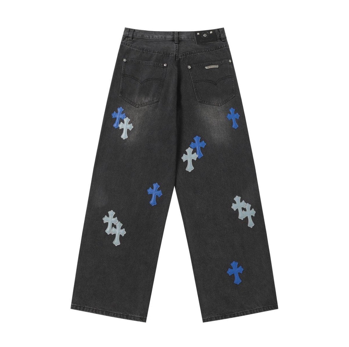 Chrome Hearts Cross patched Jeans (Blue/White)