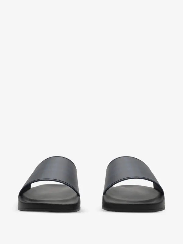 Black Burberry check slides