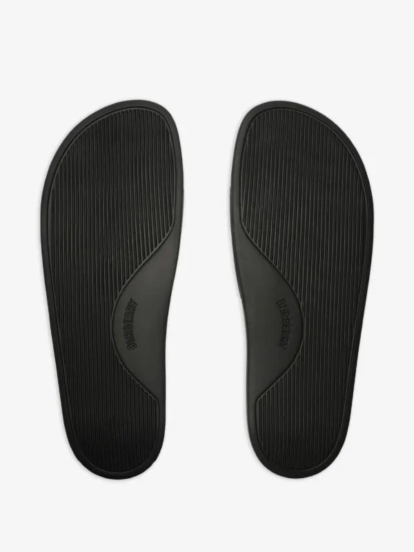 Black Burberry check slides